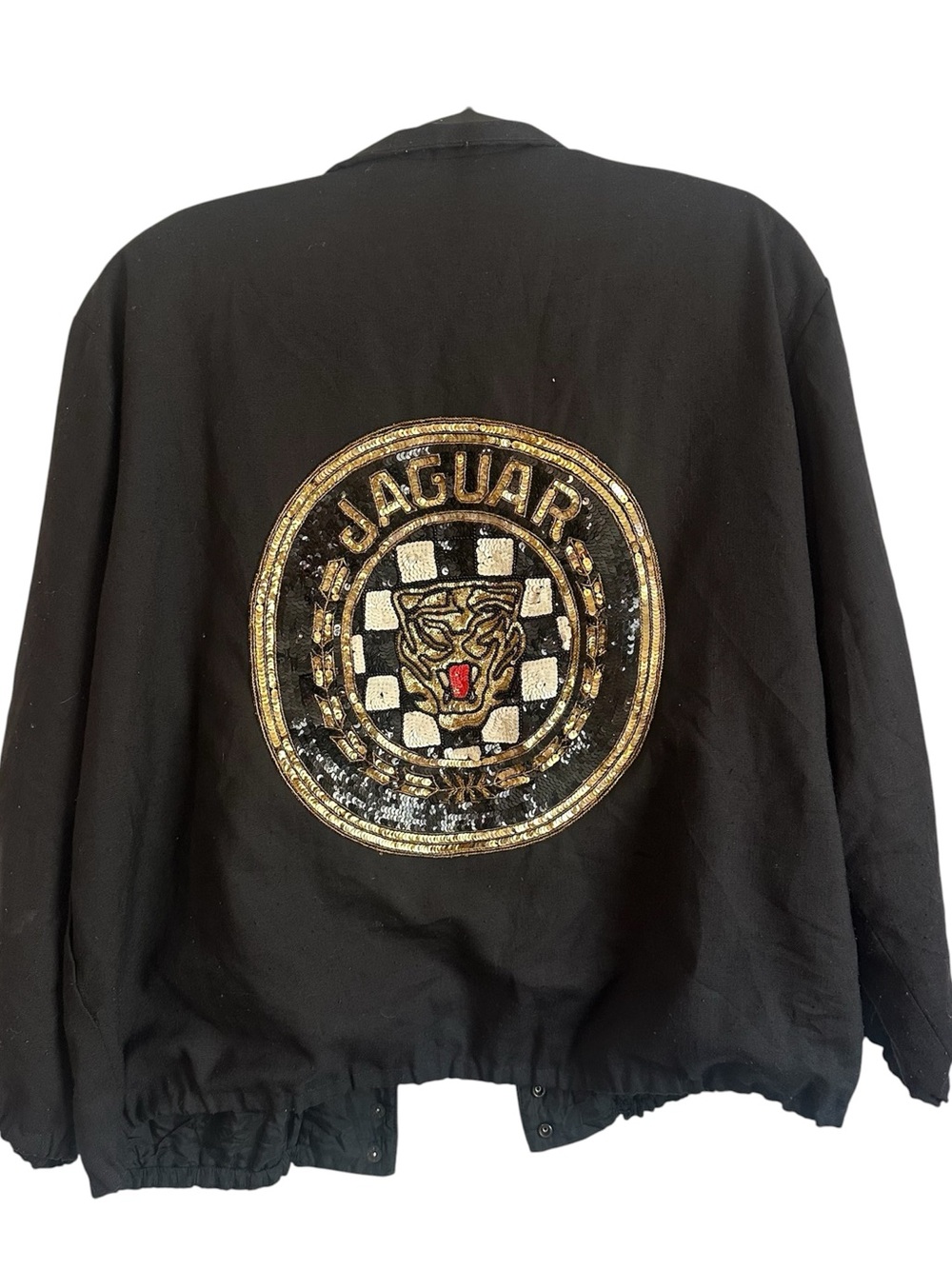 Vintage Jaguar Sequin black jacket medium